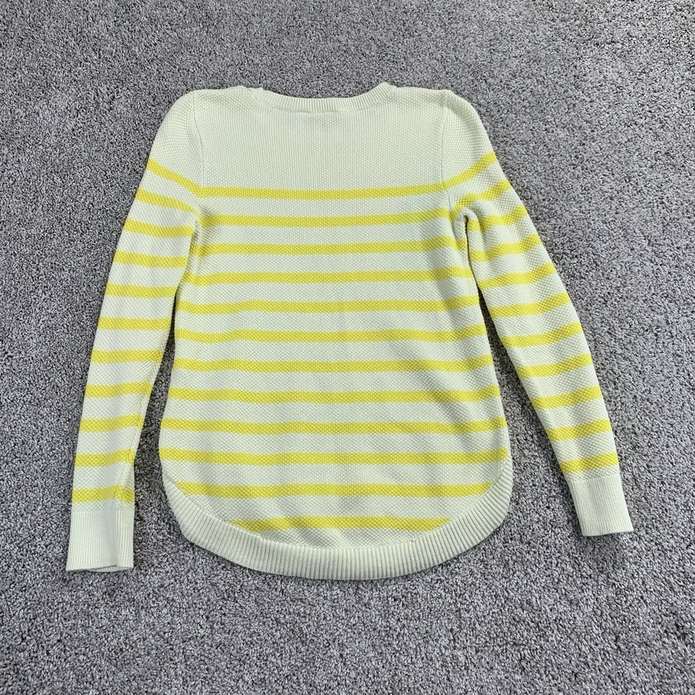Gap Curve Hem Crew Yellow Stripe Sweater Women's Small Cotton - Picture 4 of 6